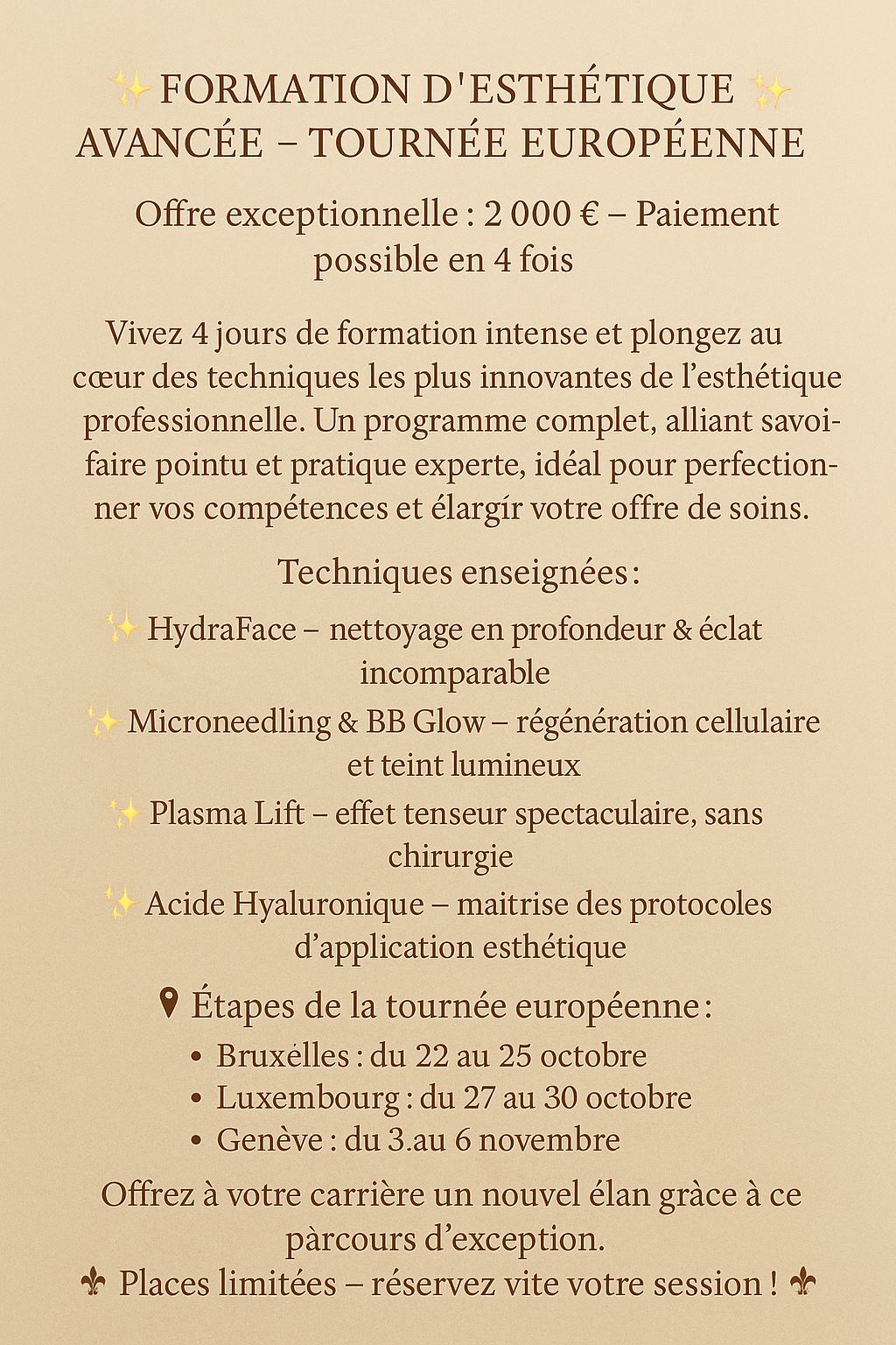 Esthétique avancée Master Class Training